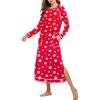 Ekouaer Women’s Nightshirt Long Sleeve Nightgown Round Neck Sleepwear Full Length Pajama Dress with Pockets Loungewear S-XXL(Christmas Snowflake)