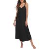 Ekouaer Womens Sleeveless Nightgown Full Slip Nightshirt Print Nightwear Full Length Loungewear Soft Nightdress(Black)