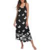 Ekouaer Womens Sleeveless Nightgown Full Slip Nightshirt Print Nightwear Full Length Loungewear Soft Nightdress(Black Butterfly)