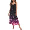 Ekouaer Womens Sleeveless Nightgown Full Slip Nightshirt Print Nightwear Full Length Loungewear Soft Nightdress(Black Sakura)