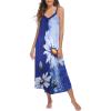 Ekouaer Womens Sleeveless Nightgown Full Slip Nightshirt Print Nightwear Full Length Loungewear Soft Nightdress(Blue Flowers)