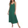 Ekouaer Womens Sleeveless Nightgown Full Slip Nightshirt Print Nightwear Full Length Loungewear Soft Nightdress(Dark Green)