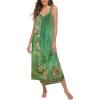 Ekouaer Womens Sleeveless Nightgown Full Slip Nightshirt Print Nightwear Full Length Loungewear Soft Nightdress(Green Ethnic Style)