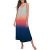 Ekouaer Womens Sleeveless Nightgown Full Slip Nightshirt Print Nightwear Full Length Loungewear Soft Nightdress(Grey Gradient)