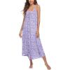 Ekouaer Womens Sleeveless Nightgown Full Slip Nightshirt Print Nightwear Full Length Loungewear Soft Nightdress(Purple Dots)