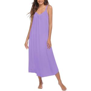 Ekouaer Womens Sleeveless Nightgown Full Slip Nightshirt Print Nightwear Full Length Loungewear Soft Nightdress(Lilac)