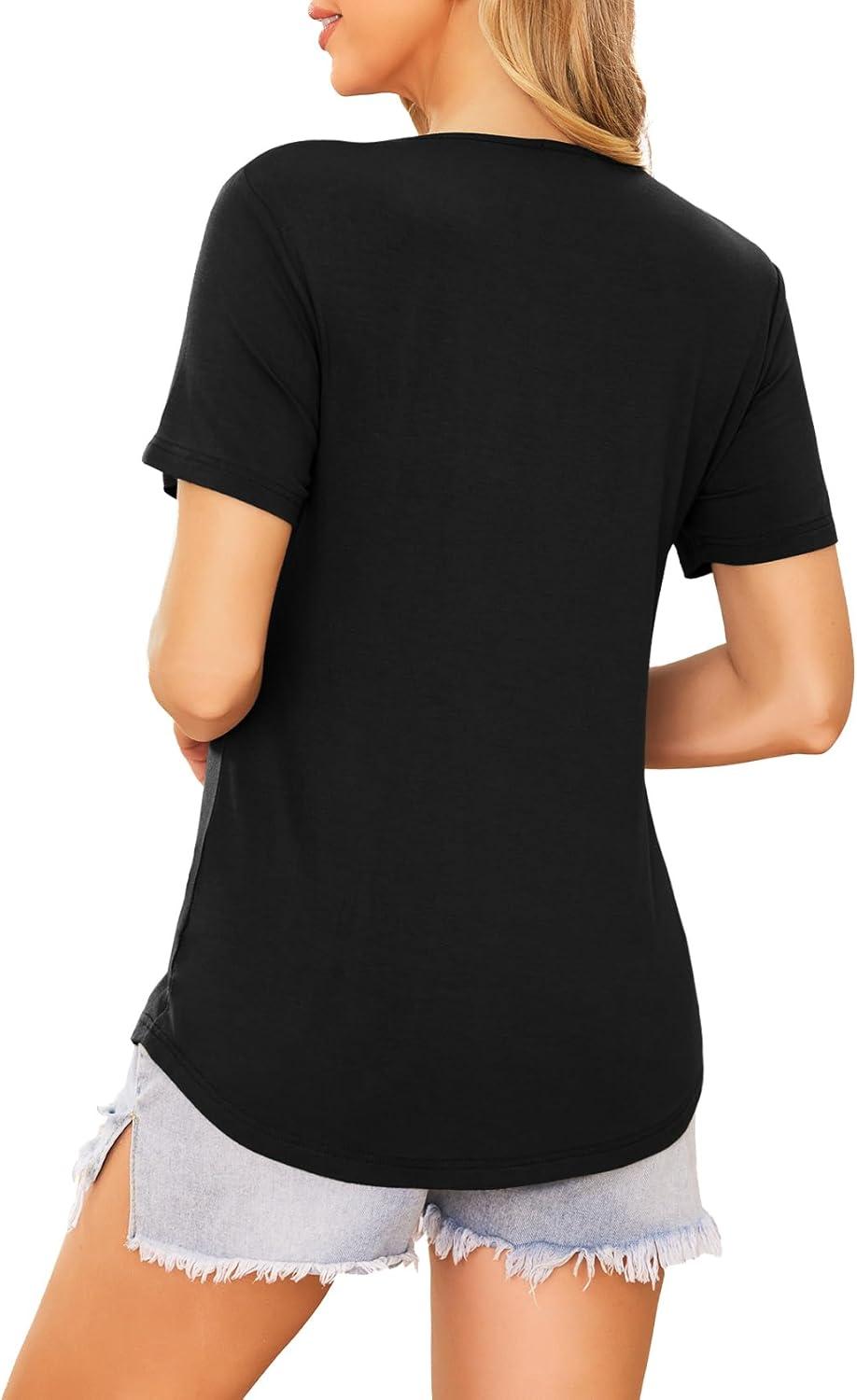 imageEkouaer Womens Maternity Shirts Short Sleeves Nursing Tops 3 Pack Double Laye Breastfeeding Tees Pregnancy Clothes SXXL3pcs Black Army Green Dirty Pink