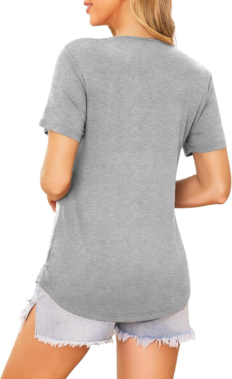 imageEkouaer Womens Maternity Shirts Short Sleeves Nursing Tops 3 Pack Double Laye Breastfeeding Tees Pregnancy Clothes SXXL3pcs Black Khaki Light Gray