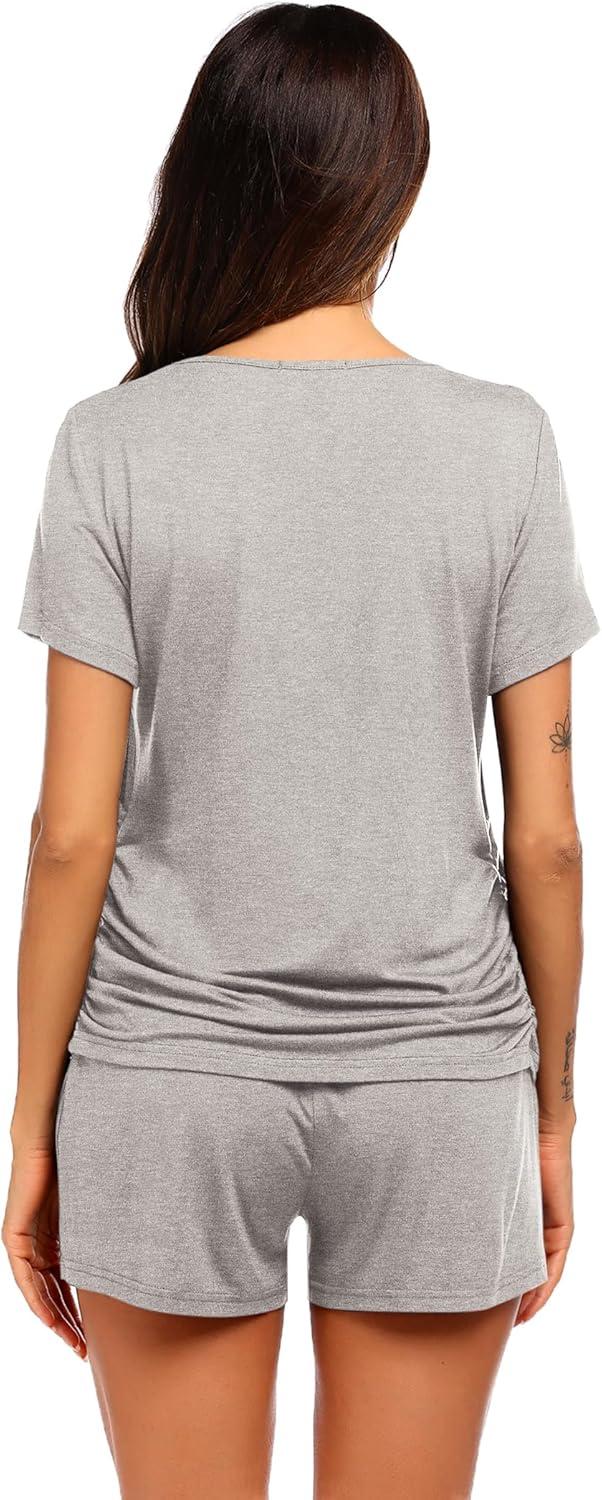 imageEkouaer Womens Nursing Pajamas Maternity Breastfeeding Pjs Sleepwear Layer Soft Postpartum Lounge Set Pregnancy ClothesA Litght Grey