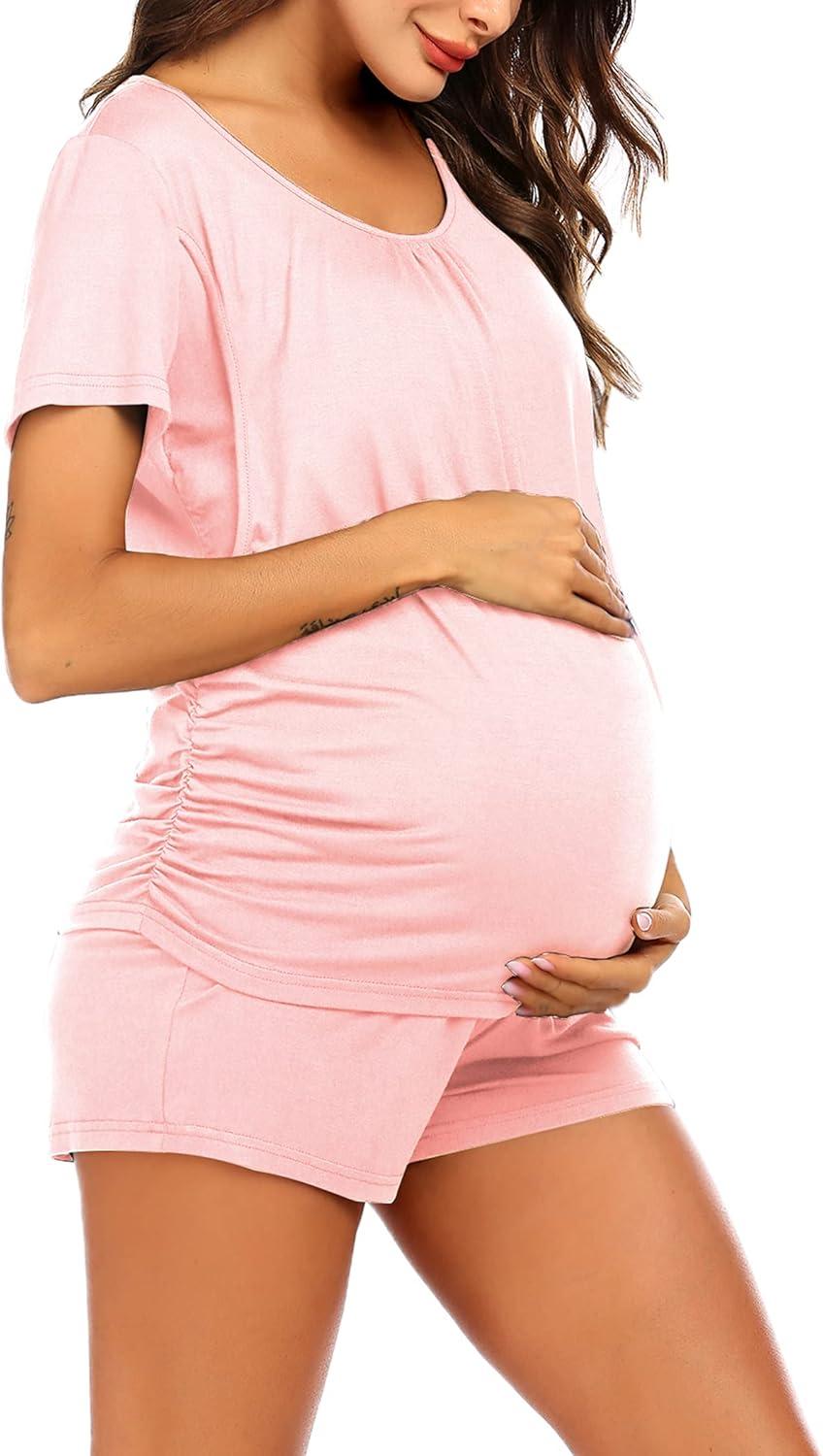 imageEkouaer Womens Nursing Pajamas Maternity Breastfeeding Pjs Sleepwear Layer Soft Postpartum Lounge Set Pregnancy ClothesA Pink