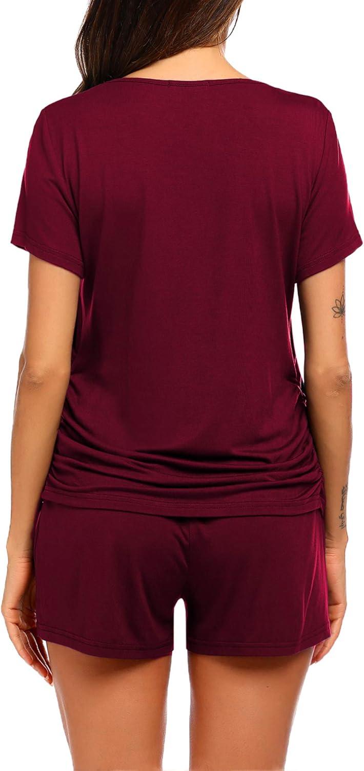 imageEkouaer Womens Nursing Pajamas Maternity Breastfeeding Pjs Sleepwear Layer Soft Postpartum Lounge Set Pregnancy ClothesA Wine Red