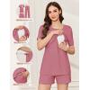 Ekouaer 3 Piece Postpartum Nursing Pajamas Set Short Sleeve Breastfeeding Shirts Pregnancy Shorts & Pants Maternity Pjs(Gray Purple)