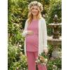 Ekouaer 3 Piece Postpartum Nursing Pajamas Set Short Sleeve Breastfeeding Shirts Pregnancy Shorts & Pants Maternity Pjs(Gray Purple)