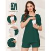 Ekouaer 3 Piece Postpartum Nursing Pajamas Set Short Sleeve Breastfeeding Shirts Pregnancy Shorts & Pants Maternity Pjs(Lake Green)