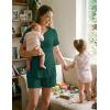 Ekouaer 3 Piece Postpartum Nursing Pajamas Set Short Sleeve Breastfeeding Shirts Pregnancy Shorts & Pants Maternity Pjs(Lake Green)
