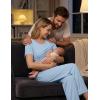 Ekouaer 3 Piece Postpartum Nursing Pajamas Set Short Sleeve Breastfeeding Shirts Pregnancy Shorts & Pants Maternity Pjs(Light Blue)
