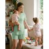 Ekouaer 3 Piece Postpartum Nursing Pajamas Set Short Sleeve Breastfeeding Shirts Pregnancy Shorts & Pants Maternity Pjs(Light Green)