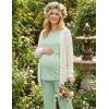 Ekouaer 3 Piece Postpartum Nursing Pajamas Set Short Sleeve Breastfeeding Shirts Pregnancy Shorts & Pants Maternity Pjs(Light Green)