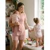 Ekouaer 3 Piece Postpartum Nursing Pajamas Set Short Sleeve Breastfeeding Shirts Pregnancy Shorts & Pants Maternity Pjs(Pink)