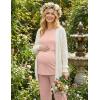 Ekouaer 3 Piece Postpartum Nursing Pajamas Set Short Sleeve Breastfeeding Shirts Pregnancy Shorts & Pants Maternity Pjs(Pink)
