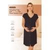 Ekouaer Labor/Delivery/Hospital Gown Nursing Nightgown Maternity Sleepwear With Pockets Postpartum Gowns with Button S-XXL(Black)