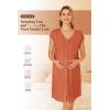 Ekouaer Labor/Delivery/Hospital Gown Nursing Nightgown Maternity Sleepwear With Pockets Postpartum Gowns with Button S-XXL(Brick Red)