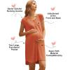 Ekouaer Labor/Delivery/Hospital Gown Nursing Nightgown Maternity Sleepwear With Pockets Postpartum Gowns with Button S-XXL(Brick Red)