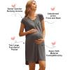 Ekouaer Labor/Delivery/Hospital Gown Nursing Nightgown Maternity Sleepwear With Pockets Postpartum Gowns with Button S-XXL(Dark Grey)
