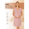 Ekouaer Labor/Delivery/Hospital Gown Nursing Nightgown Maternity Sleepwear With Pockets Postpartum Gowns with Button S-XXL(Dusty Rose)
