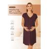 Ekouaer Labor/Delivery/Hospital Gown Nursing Nightgown Maternity Sleepwear With Pockets Postpartum Gowns with Button S-XXL(Maroon)