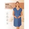 Ekouaer Labor/Delivery/Hospital Gown Nursing Nightgown Maternity Sleepwear With Pockets Postpartum Gowns with Button S-XXL(Navy Blue)