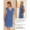 Ekouaer Labor/Delivery/Hospital Gown Nursing Nightgown Maternity Sleepwear With Pockets Postpartum Gowns with Button S-XXL(Navy Blue)