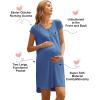 Ekouaer Labor/Delivery/Hospital Gown Nursing Nightgown Maternity Sleepwear With Pockets Postpartum Gowns with Button S-XXL(Navy Blue)