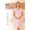 Ekouaer Labor/Delivery/Hospital Gown Nursing Nightgown Maternity Sleepwear With Pockets Postpartum Gowns with Button S-XXL(Pink)