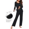 Ekouaer Maternity Nursing Pajama Set Long Sleeve Top & Pants with Pockets Breastfeeding Sleepwear Double Layer Pregnancy(A Black)