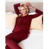 Ekouaer Maternity Nursing Pajama Set Long Sleeve Top & Pants with Pockets Breastfeeding Sleepwear Double Layer Pregnancy(A Wine Red)