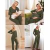Ekouaer Maternity Nursing Pajama Set Long Sleeve Top & Pants with Pockets Breastfeeding Sleepwear Double Layer Pregnancy(Army Green)
