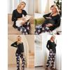 Ekouaer Maternity Nursing Pajama Set Long Sleeve Top & Pants with Pockets Breastfeeding Sleepwear Double Layer Pregnancy(Black Floral)