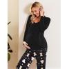 Ekouaer Maternity Nursing Pajama Set Long Sleeve Top & Pants with Pockets Breastfeeding Sleepwear Double Layer Pregnancy(Black Star Beer)
