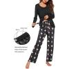 Ekouaer Maternity Nursing Pajama Set Long Sleeve Top & Pants with Pockets Breastfeeding Sleepwear Double Layer Pregnancy(Black Star Beer)