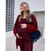 Ekouaer Maternity Nursing Pajama Set Long Sleeve Top & Pants with Pockets Breastfeeding Sleepwear Double Layer Pregnancy(Dark Red)