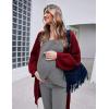 Ekouaer Maternity Nursing Pajama Set Long Sleeve Top & Pants with Pockets Breastfeeding Sleepwear Double Layer Pregnancy(Grey)