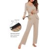 Ekouaer Maternity Nursing Pajama Set Long Sleeve Top & Pants with Pockets Breastfeeding Sleepwear Double Layer Pregnancy(Khaki)