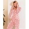 Ekouaer Maternity Nursing Pajama Set Long Sleeve Top & Pants with Pockets Breastfeeding Sleepwear Double Layer Pregnancy(Leopard Pink)