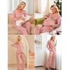 Ekouaer Maternity Nursing Pajama Set Long Sleeve Top & Pants with Pockets Breastfeeding Sleepwear Double Layer Pregnancy(Leopard Pink)