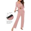 Ekouaer Maternity Nursing Pajama Set Long Sleeve Top & Pants with Pockets Breastfeeding Sleepwear Double Layer Pregnancy(Misty Pink)