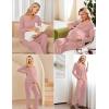 Ekouaer Maternity Nursing Pajama Set Long Sleeve Top & Pants with Pockets Breastfeeding Sleepwear Double Layer Pregnancy(Misty Pink)