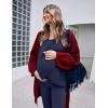Ekouaer Maternity Nursing Pajama Set Long Sleeve Top & Pants with Pockets Breastfeeding Sleepwear Double Layer Pregnancy(Navy Blue)