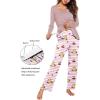 Ekouaer Maternity Nursing Pajama Set Long Sleeve Top & Pants with Pockets Breastfeeding Sleepwear Double Layer Pregnancy(Pink Beer Stripe)