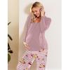 Ekouaer Maternity Nursing Pajama Set Long Sleeve Top & Pants with Pockets Breastfeeding Sleepwear Double Layer Pregnancy(Pink Beer Stripe)